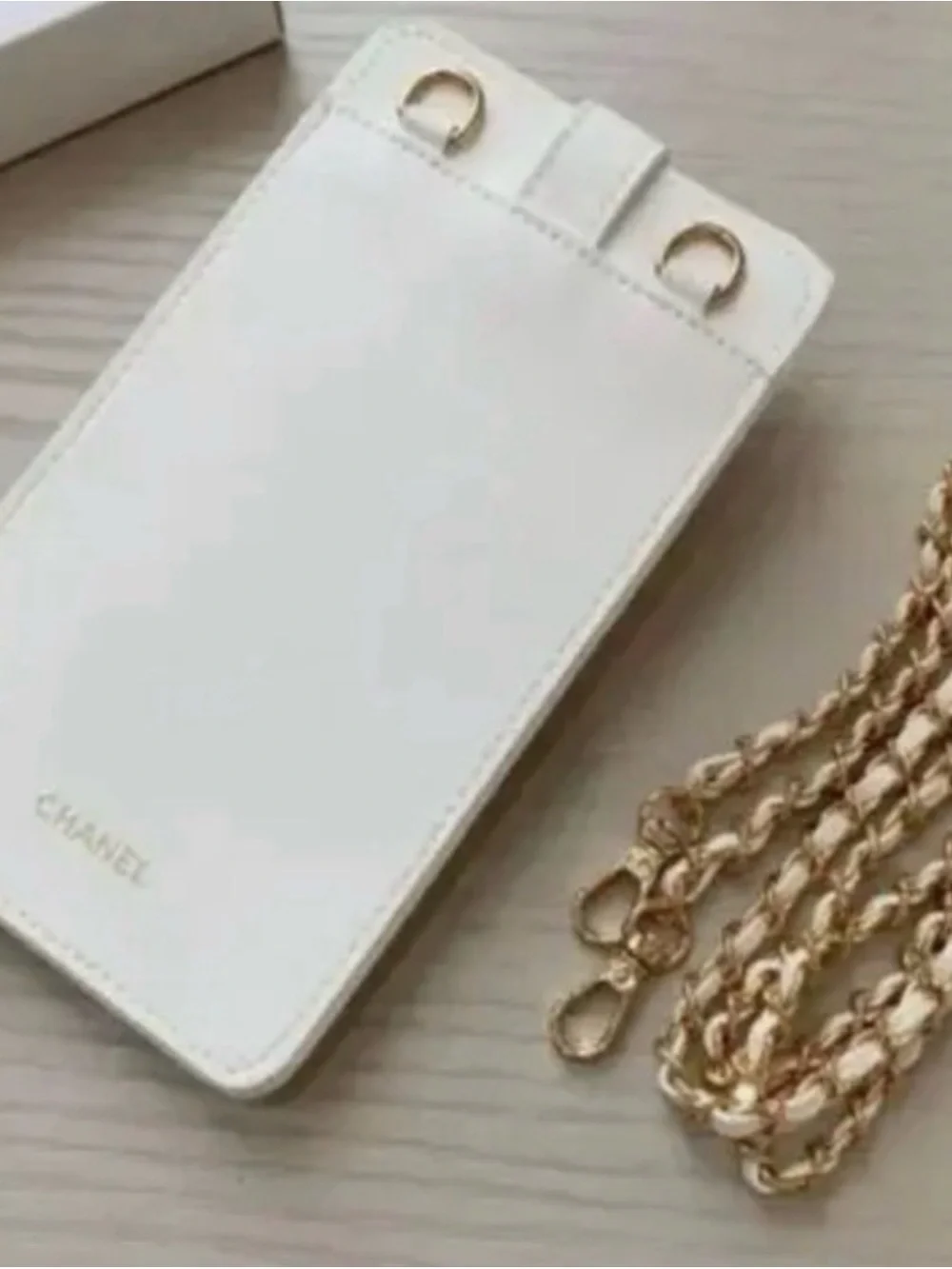 COCO Crush Quilted White Crossbody Phone Case with Gold Chain